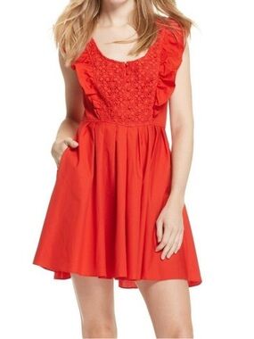 Free People Red Half Moon Ruffle Mini Dress
